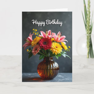Tarjeta de cumpleaños floral exquisita
