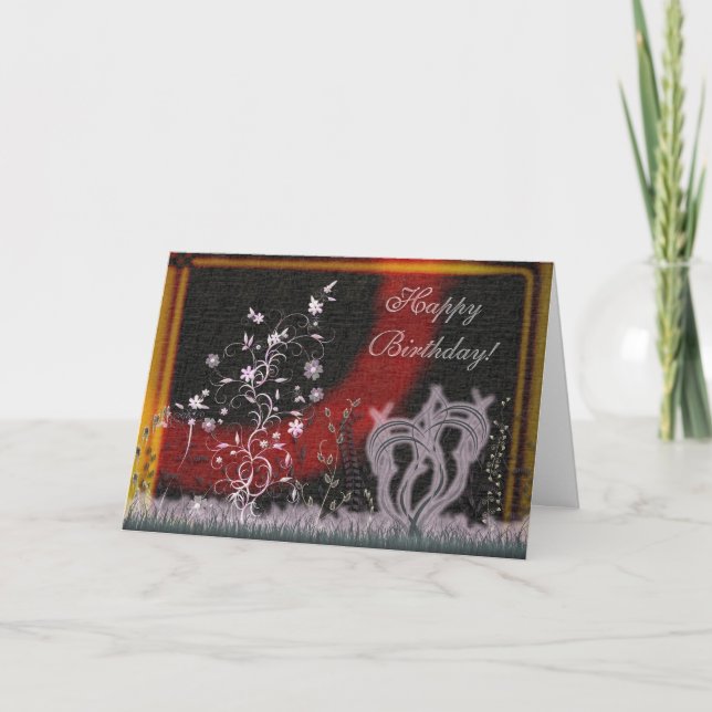 Tarjeta de cumpleaños Floral Fantasy (Anverso)