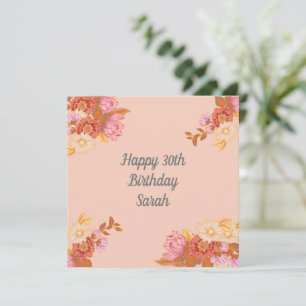 Tarjeta de cumpleaños floral feliz personalizada