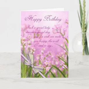 Tarjeta De Cumpleaños - Floral Femenina Rosa Con V