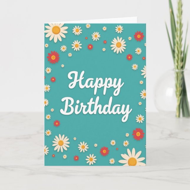 Tarjeta de cumpleaños floral festiva (Anverso)