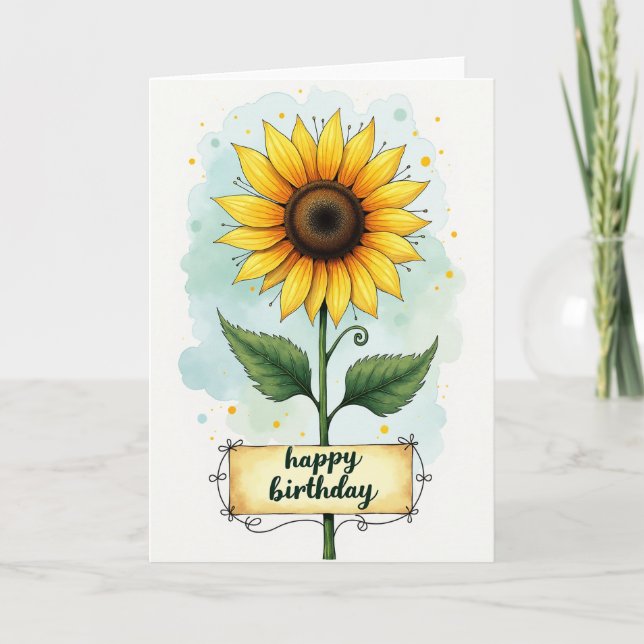 Tarjeta de cumpleaños floral florecimiento alegre (Anverso)