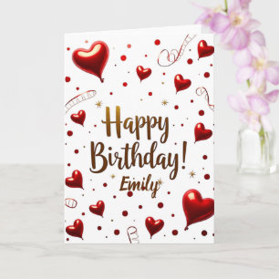 Tarjeta de cumpleaños floral florida delgada con f