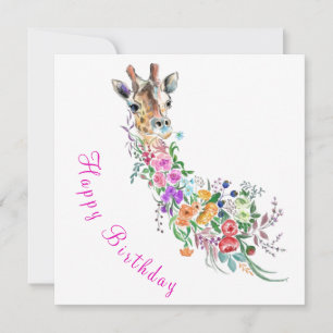Tarjeta de cumpleaños Floral Giraffe