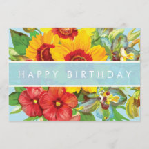 Tarjeta de cumpleaños Floral Happy