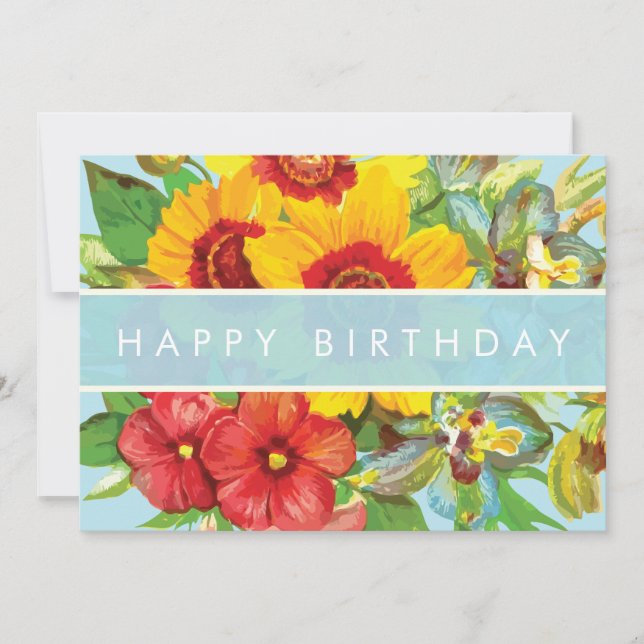 Tarjeta de cumpleaños Floral Happy (Anverso)