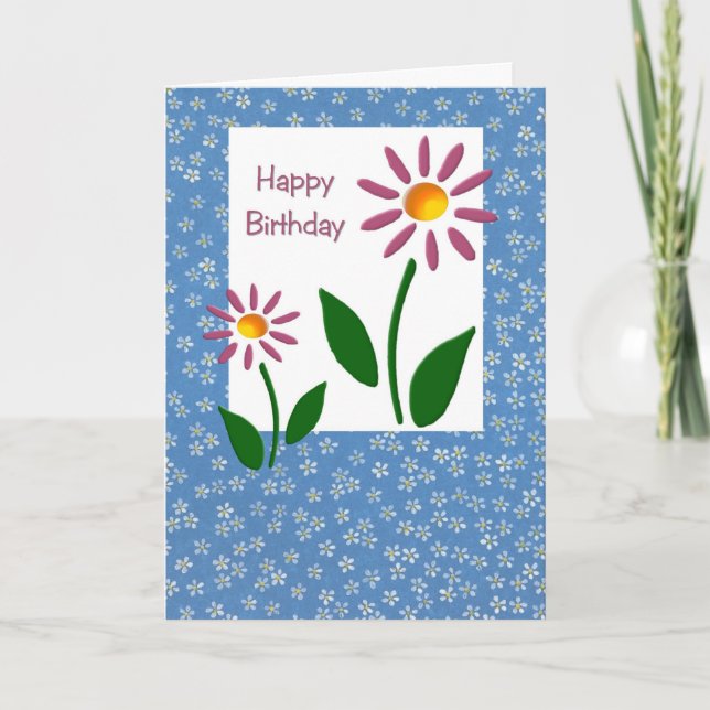 Tarjeta de cumpleaños floral (impresión grande) (Anverso)