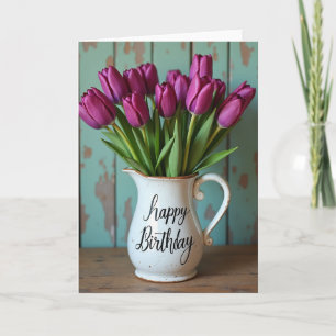 Tarjeta de cumpleaños floral magenta