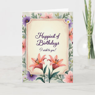 Tarjeta de cumpleaños floral más cálida