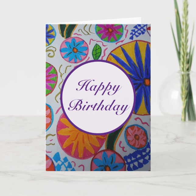 Tarjeta de cumpleaños floral moderna (Anverso)