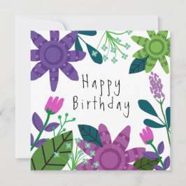 Tarjeta de cumpleaños floral moderna y colorida