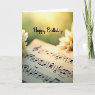 Tarjeta de cumpleaños floral musical