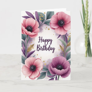 Tarjeta de cumpleaños floral opulenta