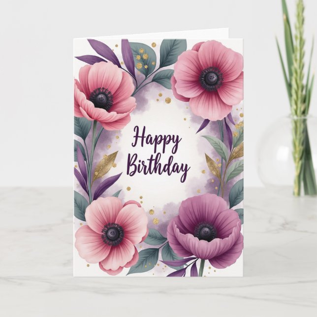 Tarjeta de cumpleaños floral opulenta (Anverso)