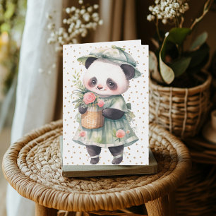 Tarjeta de cumpleaños Floral Panda
