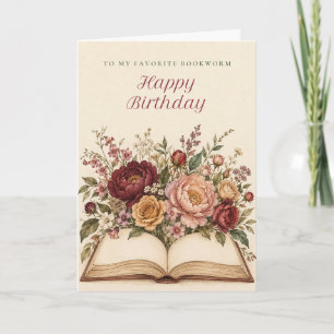 Tarjeta de cumpleaños floral para el gusano de bib