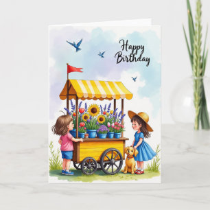 Tarjeta de cumpleaños floral para jóvenes