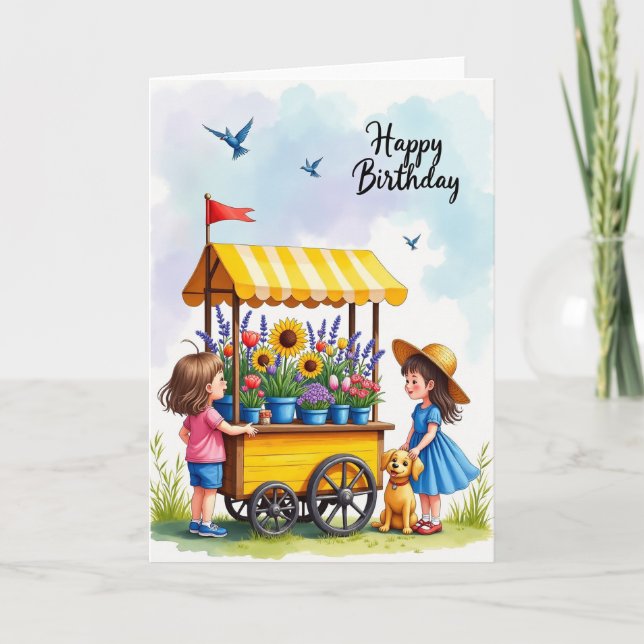 Tarjeta de cumpleaños floral para jóvenes (Anverso)