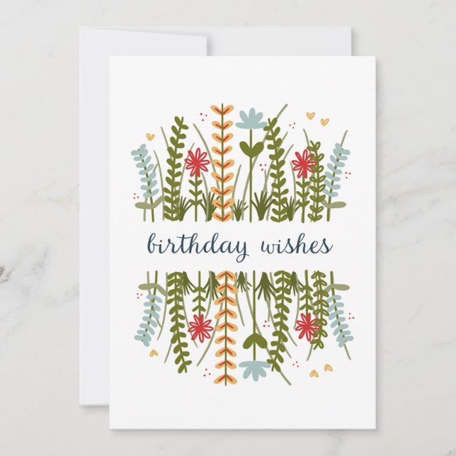 Tarjeta de cumpleaños floral para los deseos de cu (Anverso)