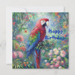 Tarjeta de cumpleaños floral Parrot Bird Jungle