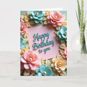 Tarjeta de cumpleaños floral perla dulce