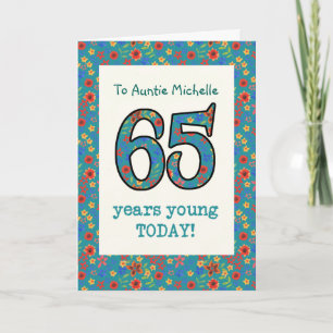 Tarjeta de cumpleaños floral personalizado 65 años