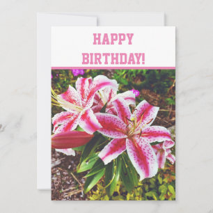 Tarjeta de cumpleaños floral Pink Lilies