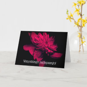 Tarjeta de cumpleaños floral polaca Red Dahlia