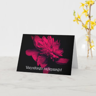 Tarjeta de cumpleaños floral polaca Red Dahlia
