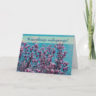 Tarjeta de cumpleaños floral polaca Sto Lat Magnol