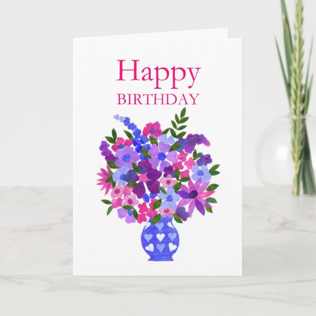 Tarjeta de cumpleaños floral - Potencia floral (Anverso)