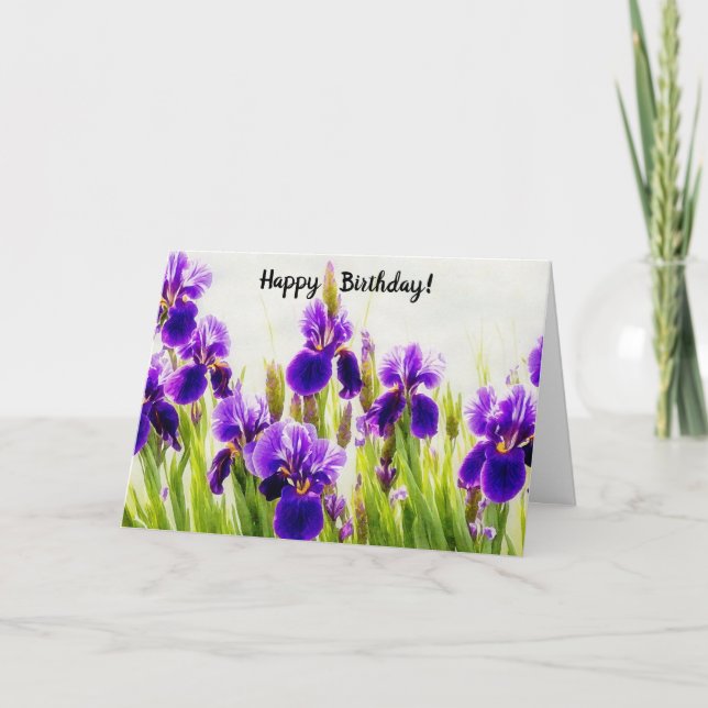 Tarjeta de cumpleaños floral Purple Iris Flower Fl (Anverso)
