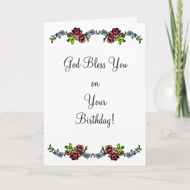 Tarjeta de cumpleaños floral religiosa (Anverso)