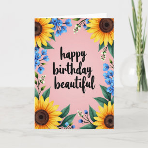 Tarjeta de cumpleaños floral rosa