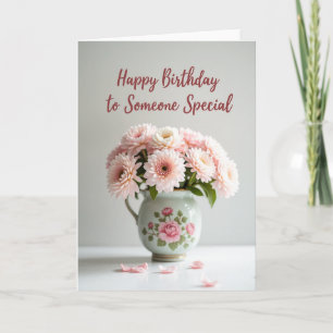 Tarjeta de cumpleaños floral rosa dulce