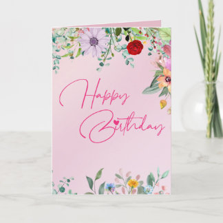Tarjeta de cumpleaños floral rosa para ella
