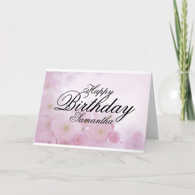 Tarjeta de cumpleaños floral rosa personalizada (Anverso)