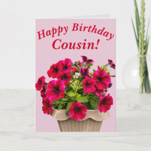 Tarjeta de cumpleaños floral Rosa Petunias para pr