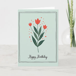 Tarjeta de cumpleaños floral salvia
