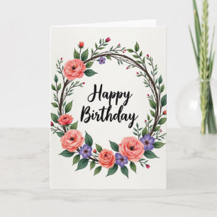 Tarjeta de cumpleaños floral serena