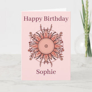 Tarjeta de cumpleaños floral sol rosa