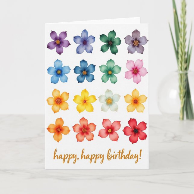 Tarjeta de cumpleaños floral Spectrum (Anverso)