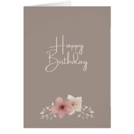 Tarjeta de cumpleaños Floral Taupe y Rosa | Tarjet