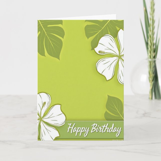 Tarjeta de cumpleaños floral verde lima alegre (Anverso)