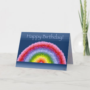 Tarjeta de cumpleaños floreciente del arco iris