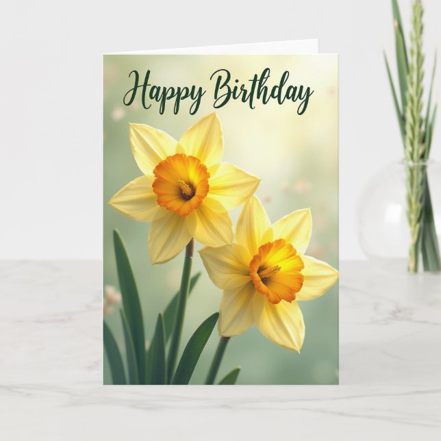 Tarjeta de cumpleaños florecimiento amarillo alegr (Anverso)
