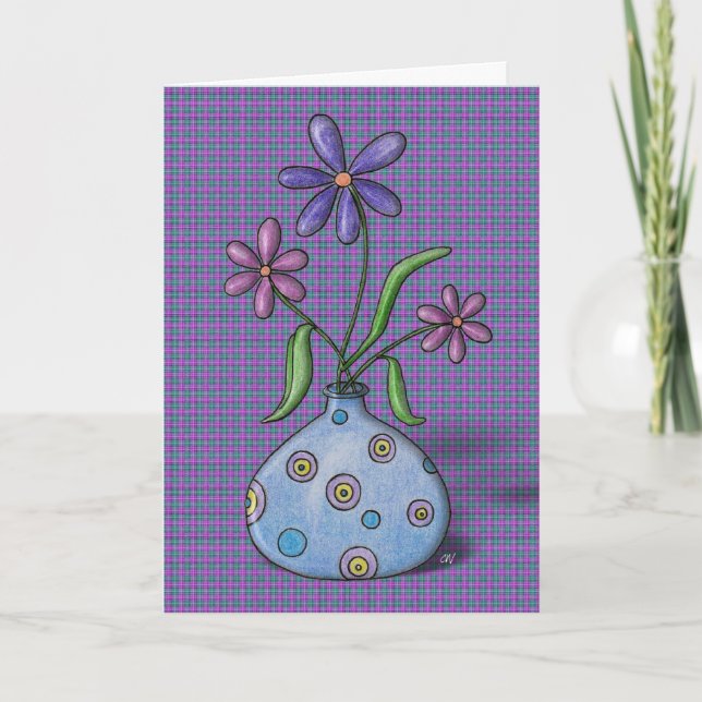 Tarjeta de cumpleaños "Flores moradas" (Anverso)