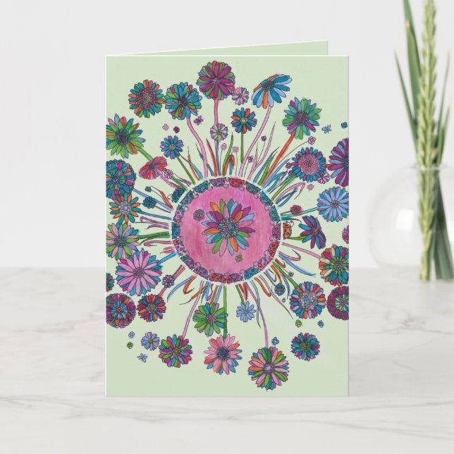 Tarjeta de cumpleaños - Flores y Lady Bugs (Anverso)