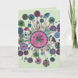 Tarjeta de cumpleaños - Flores y Lady Bugs