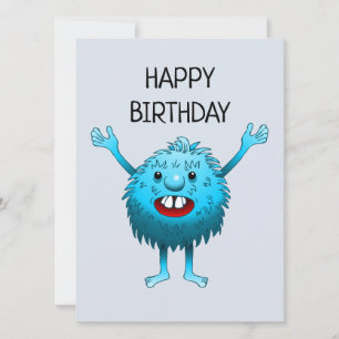 Tarjeta de cumpleaños Fluffy & Cute Monster